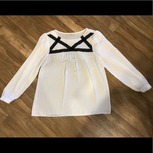 Loft Polka Dot & Lace Long Sleeve Blouse